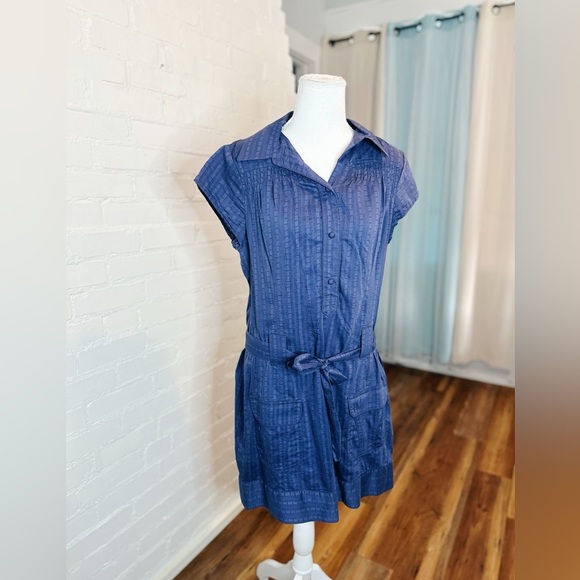 BCBGeneration Blue Shift Dress with Belt Tie - Picture 1 of 8